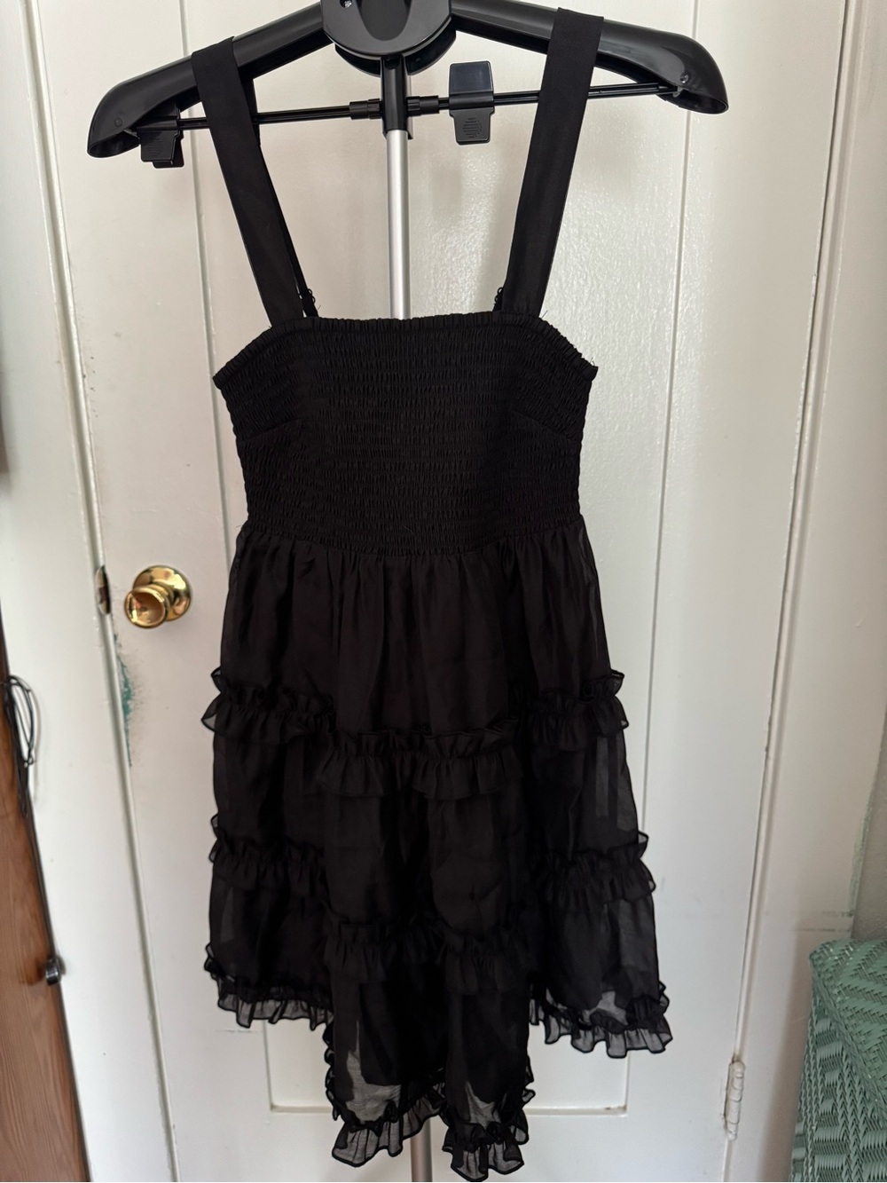 Black Ruffled Sundress with Smocked Bodice